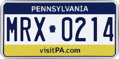 PA license plate MRX0214