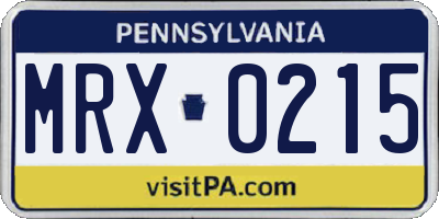 PA license plate MRX0215