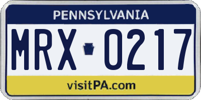 PA license plate MRX0217