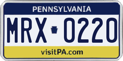 PA license plate MRX0220