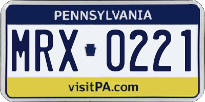 PA license plate MRX0221