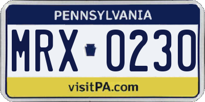 PA license plate MRX0230