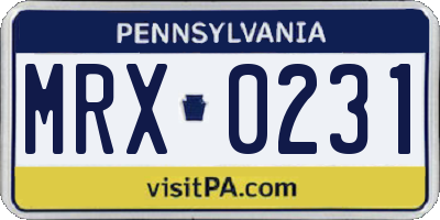 PA license plate MRX0231