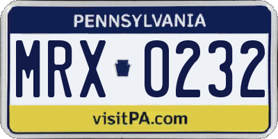 PA license plate MRX0232