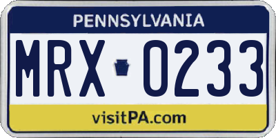 PA license plate MRX0233
