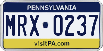 PA license plate MRX0237
