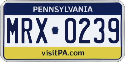 PA license plate MRX0239