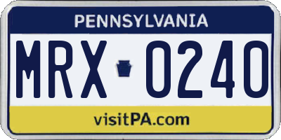PA license plate MRX0240