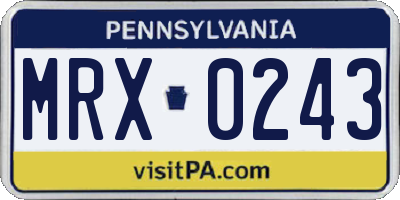 PA license plate MRX0243