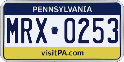 PA license plate MRX0253