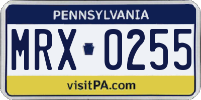 PA license plate MRX0255