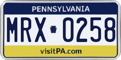 PA license plate MRX0258