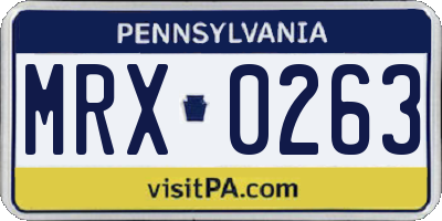 PA license plate MRX0263