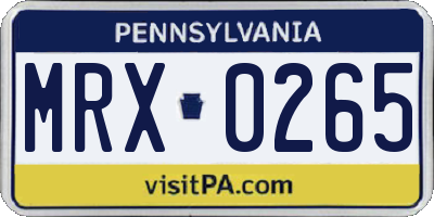 PA license plate MRX0265