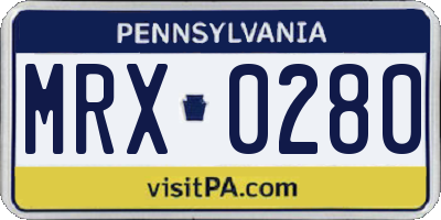 PA license plate MRX0280