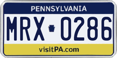 PA license plate MRX0286