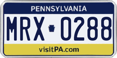 PA license plate MRX0288