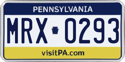 PA license plate MRX0293