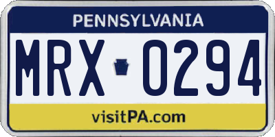 PA license plate MRX0294
