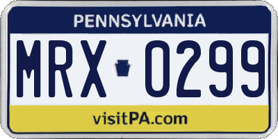 PA license plate MRX0299