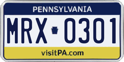 PA license plate MRX0301