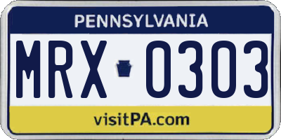 PA license plate MRX0303