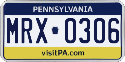 PA license plate MRX0306
