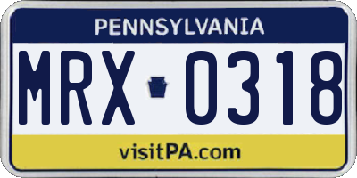 PA license plate MRX0318