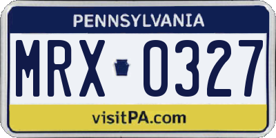 PA license plate MRX0327