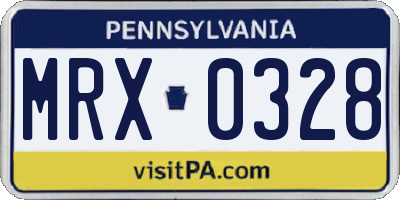 PA license plate MRX0328