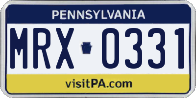 PA license plate MRX0331