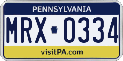 PA license plate MRX0334