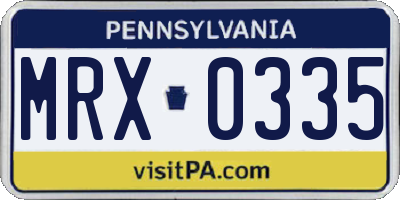 PA license plate MRX0335
