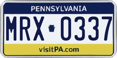PA license plate MRX0337