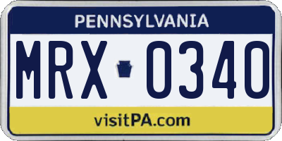 PA license plate MRX0340