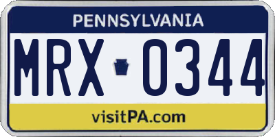 PA license plate MRX0344