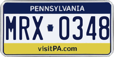PA license plate MRX0348