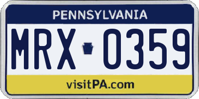 PA license plate MRX0359