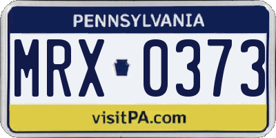 PA license plate MRX0373