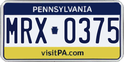 PA license plate MRX0375