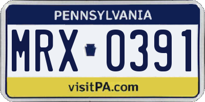 PA license plate MRX0391