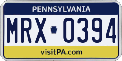 PA license plate MRX0394