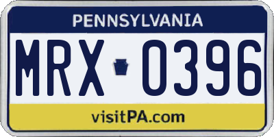 PA license plate MRX0396