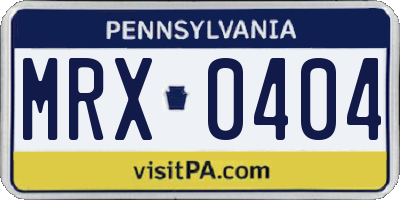 PA license plate MRX0404