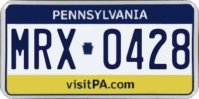 PA license plate MRX0428