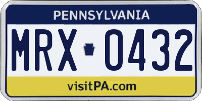 PA license plate MRX0432