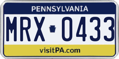 PA license plate MRX0433