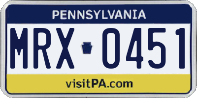 PA license plate MRX0451