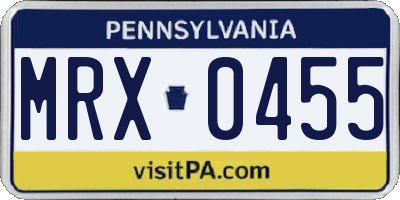 PA license plate MRX0455