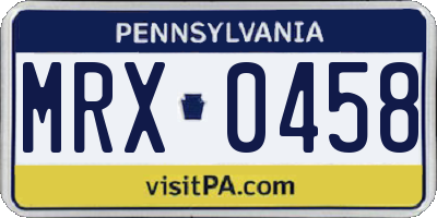PA license plate MRX0458